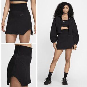 NIKE Sportswear Tech Fleece High Waist Mini SKIRT Size XS Black Stretch NEW $95